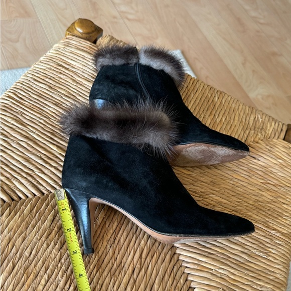 BALLY Black Leather Fur Trim Ankle Boots Made in Italy Designer Luxury Classic - Picture 11 of 12